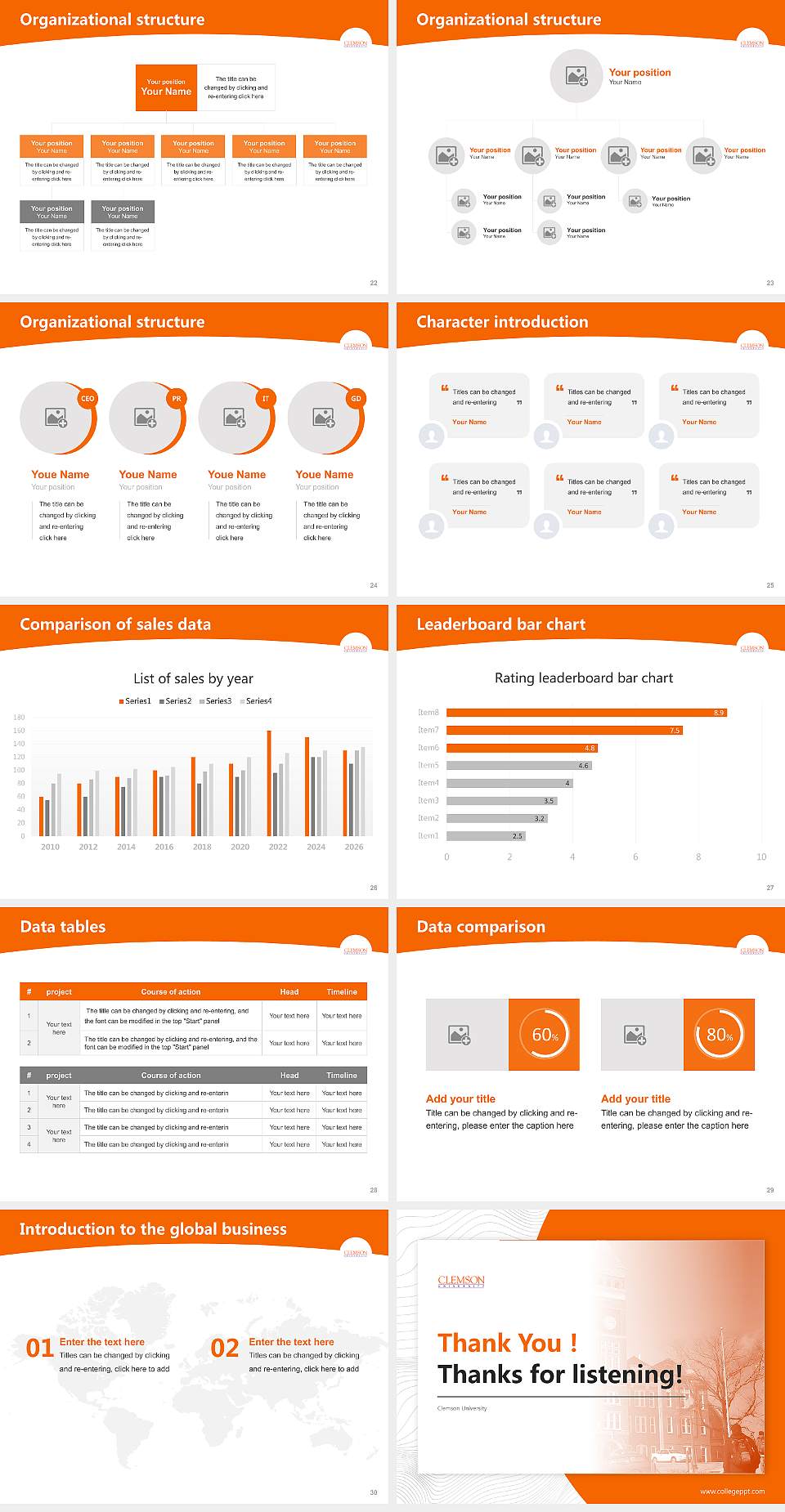 Clemson University Academic Presentation/Research Findings Report PPT Template4:3 ratio PPT effect preview image4
