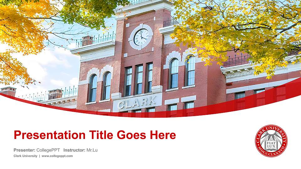 Clark University Course/Courseware Creation PPT Template16:9 ratio PPT effect preview image
