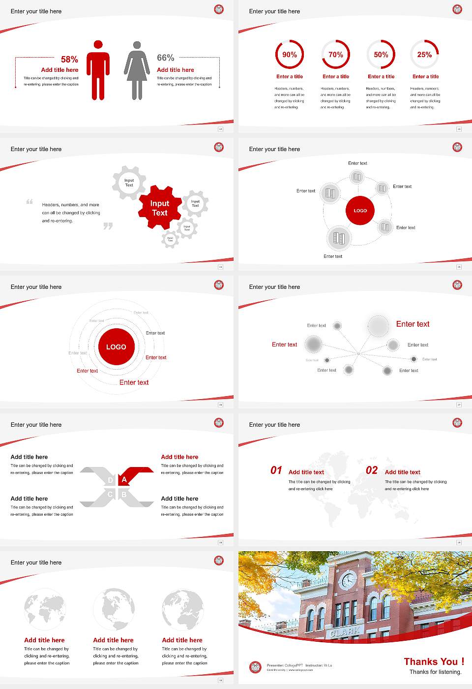 Clark University Course/Courseware Creation PPT Template16:9 ratio PPT effect preview image4