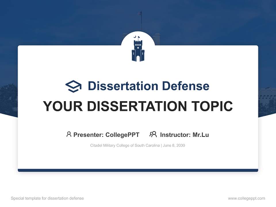 Citadel Military College of South Carolina Graduation Thesis Defense PPT Template4:3 ratio PPT effect preview image7