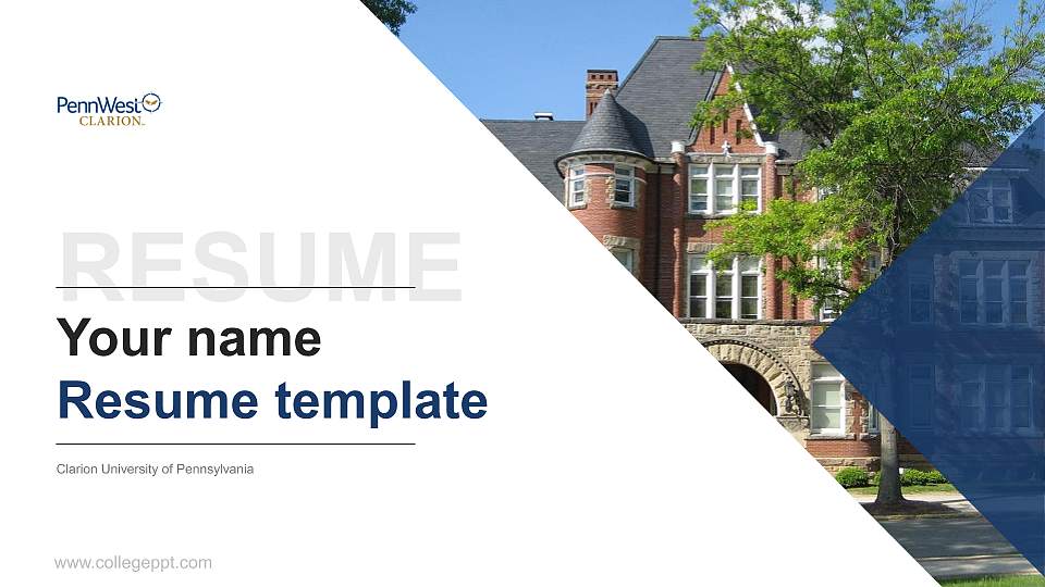 Clarion University of Pennsylvania Resume PPT Template16:9 ratio PPT effect preview image
