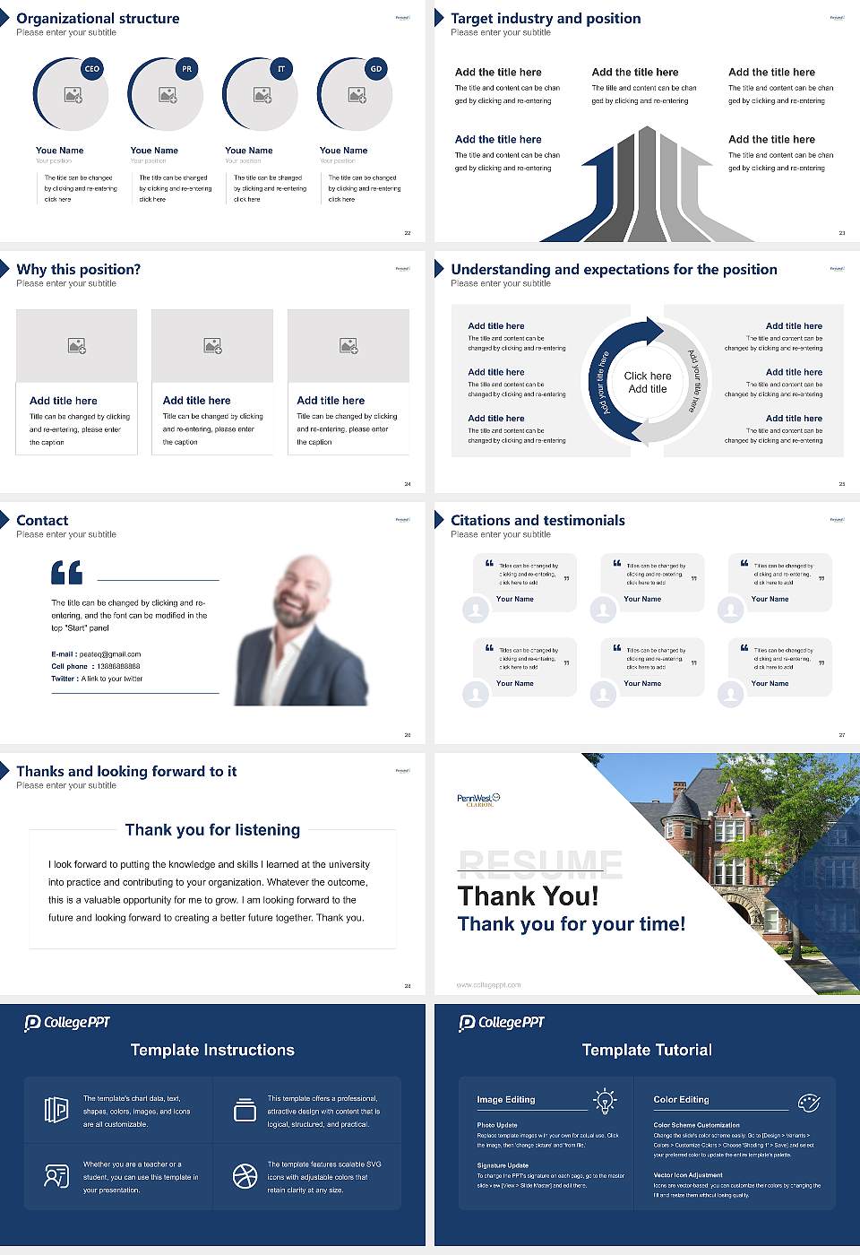 Clarion University of Pennsylvania Resume PPT Template16:9 ratio PPT effect preview image4