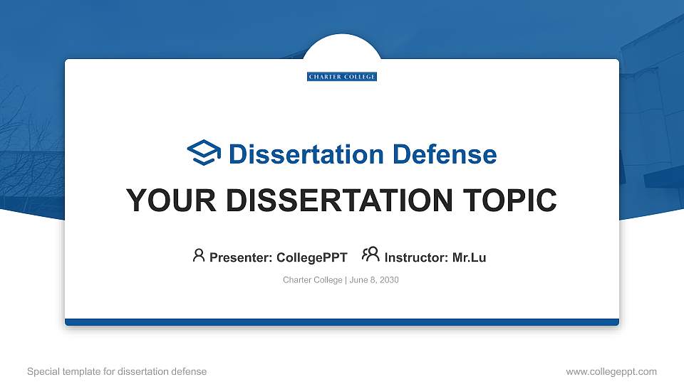Charter College Graduation Thesis Defense PPT Template16:9 ratio PPT effect preview image
