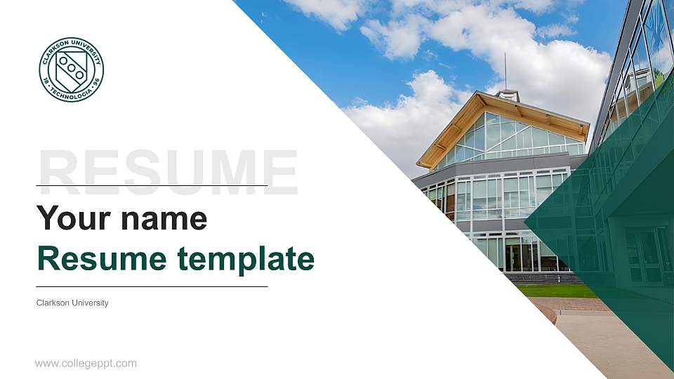 Clarkson University Resume PPT Template16:9 ratio PPT effect preview image