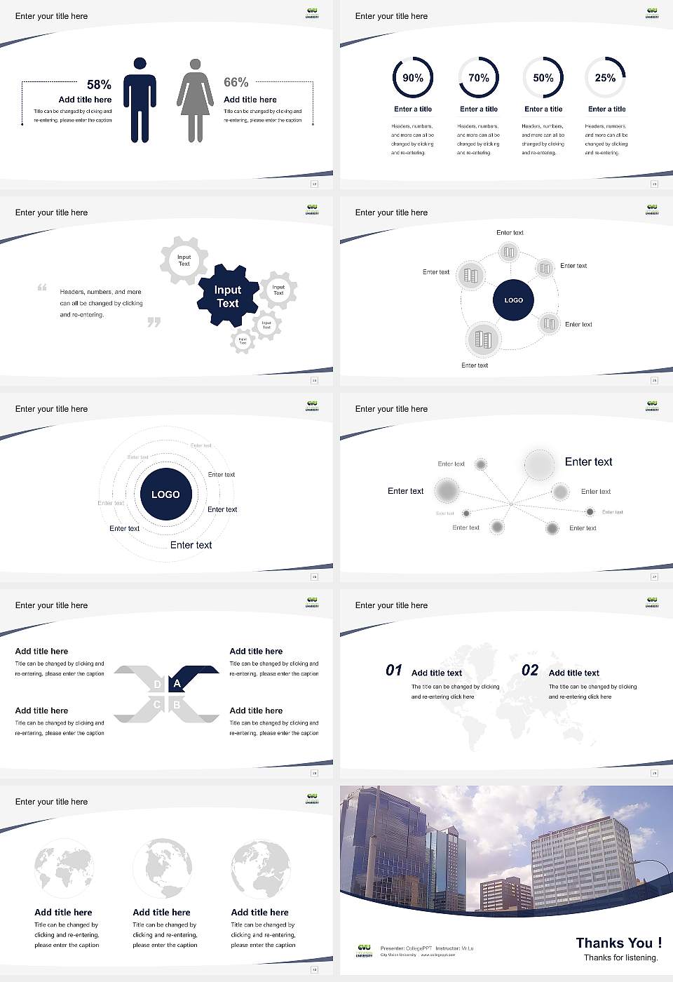 City Vision University Course/Courseware Creation PPT Template16:9 ratio PPT effect preview image4