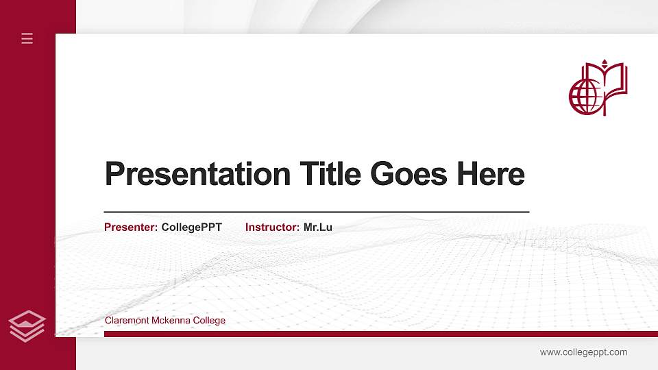Claremont Mckenna College Thesis Proposal/Graduation Defense PPT Template16:9 ratio PPT effect preview image