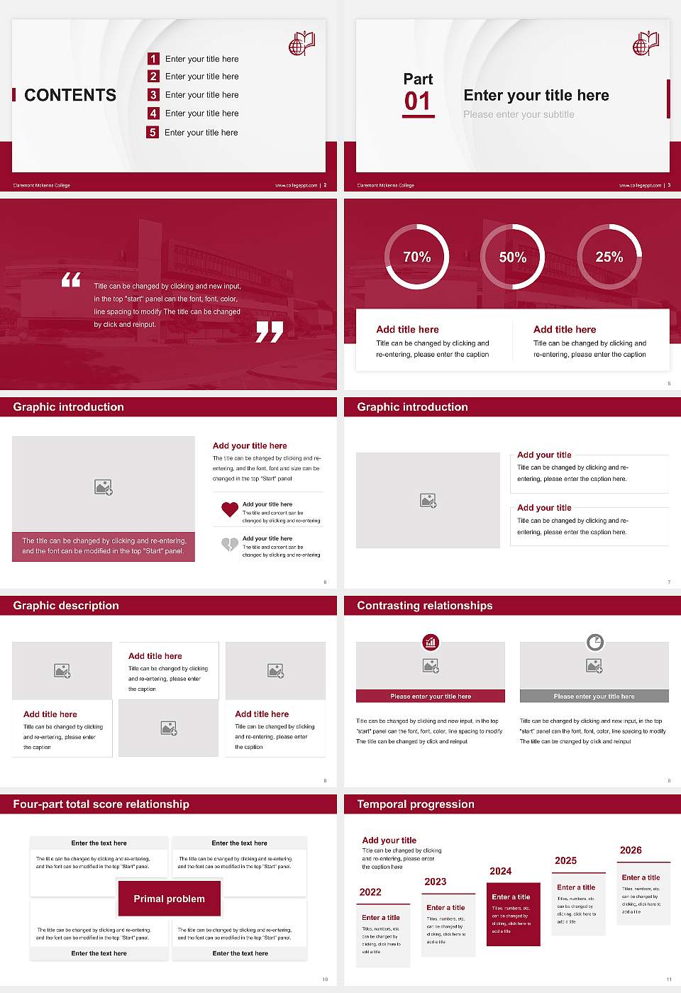 Claremont Mckenna College Thesis Proposal/Graduation Defense PPT Template16:9 ratio PPT effect preview image2