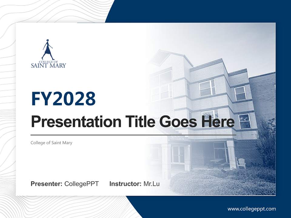 College of Saint Mary Academic Presentation/Research Findings Report PPT Template4:3 ratio PPT effect preview image5