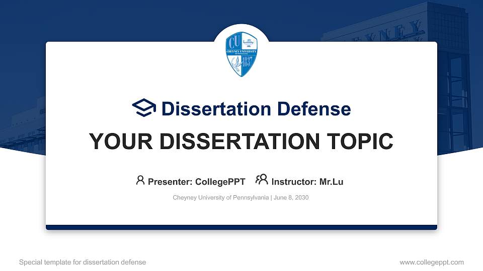 Cheyney University of Pennsylvania Graduation Thesis Defense PPT Template16:9 ratio PPT effect preview image