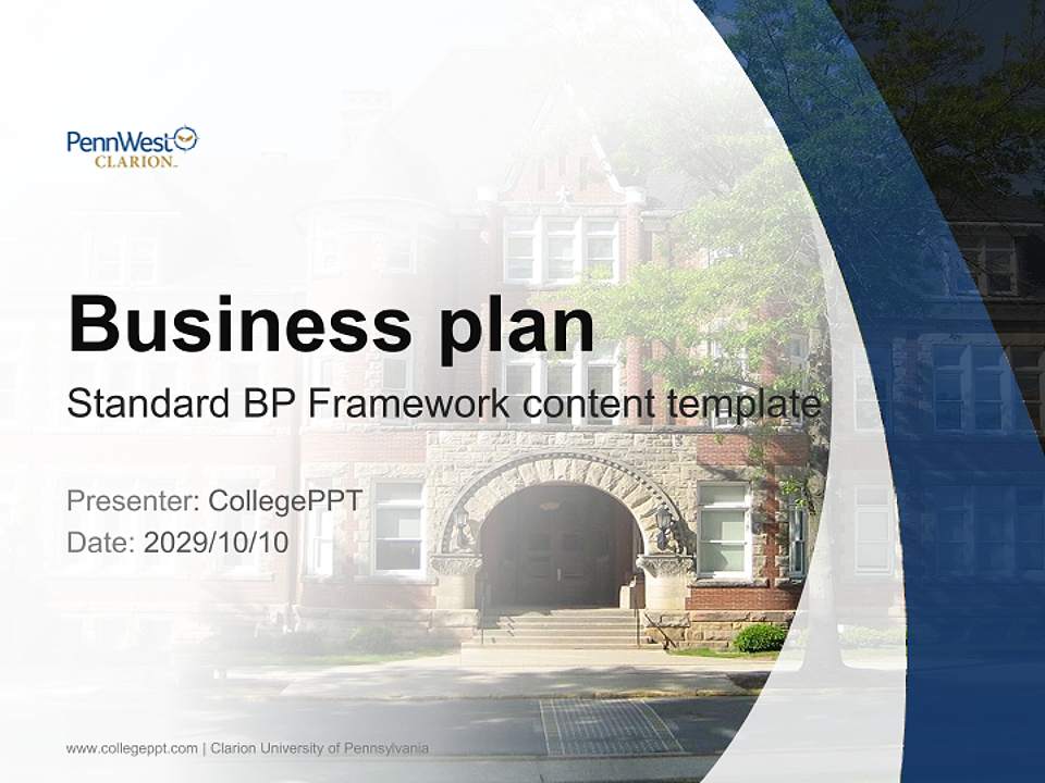 Clarion University of Pennsylvania Competition/Entrepreneurship Contest PPT Template4:3 ratio PPT effect preview image9