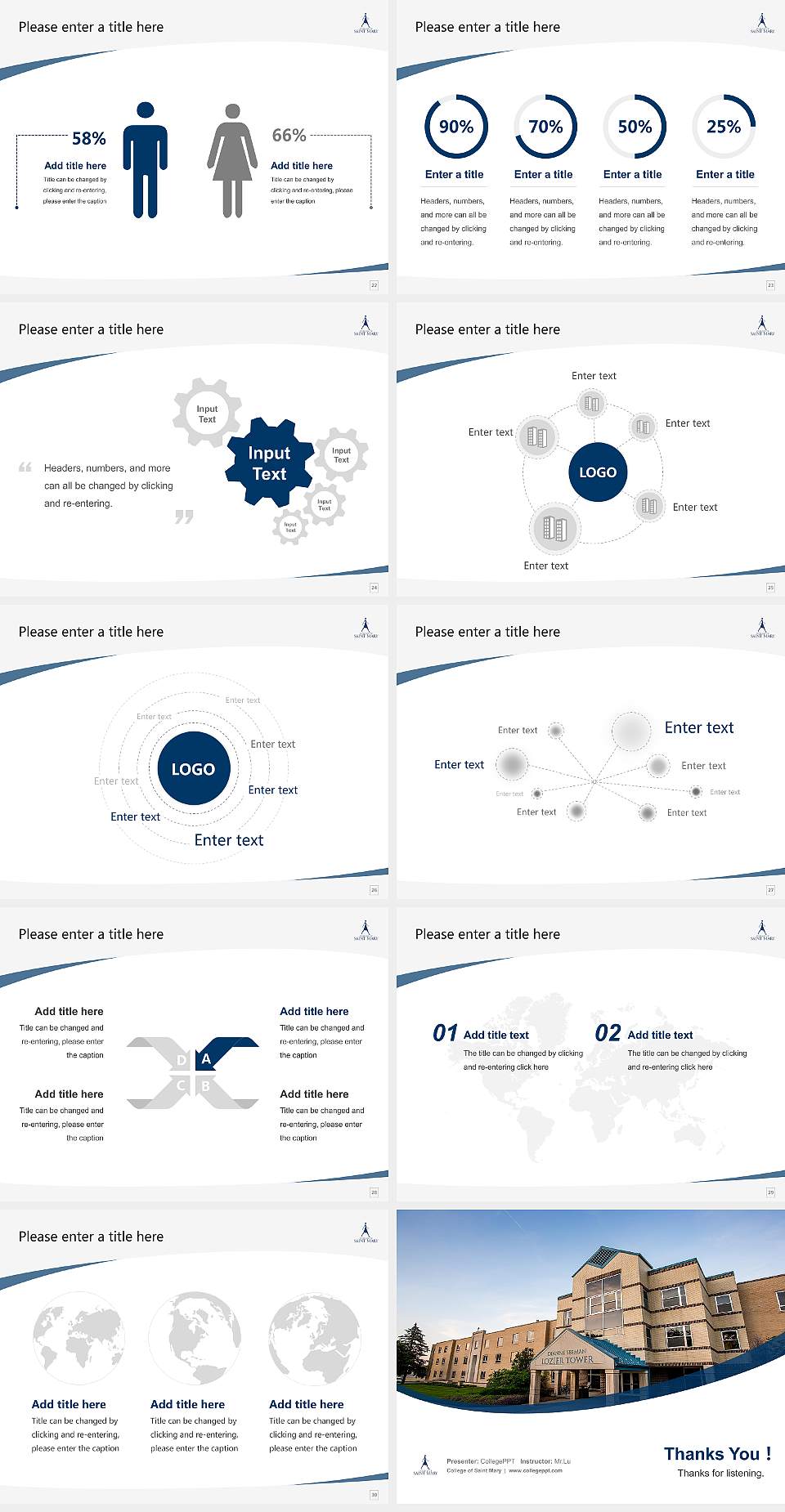 College of Saint Mary Course/Courseware Creation PPT Template4:3 ratio PPT effect preview image4