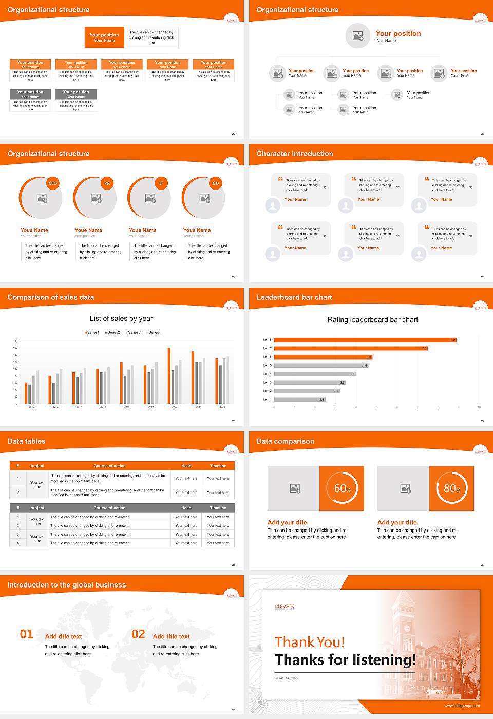 Clemson University Academic Presentation/Research Findings Report PPT Template16:9 ratio PPT effect preview image4