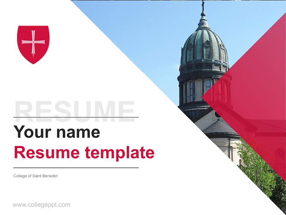 College of Saint Benedict Resume PPT Template4:3 ratio PPT effect preview image5