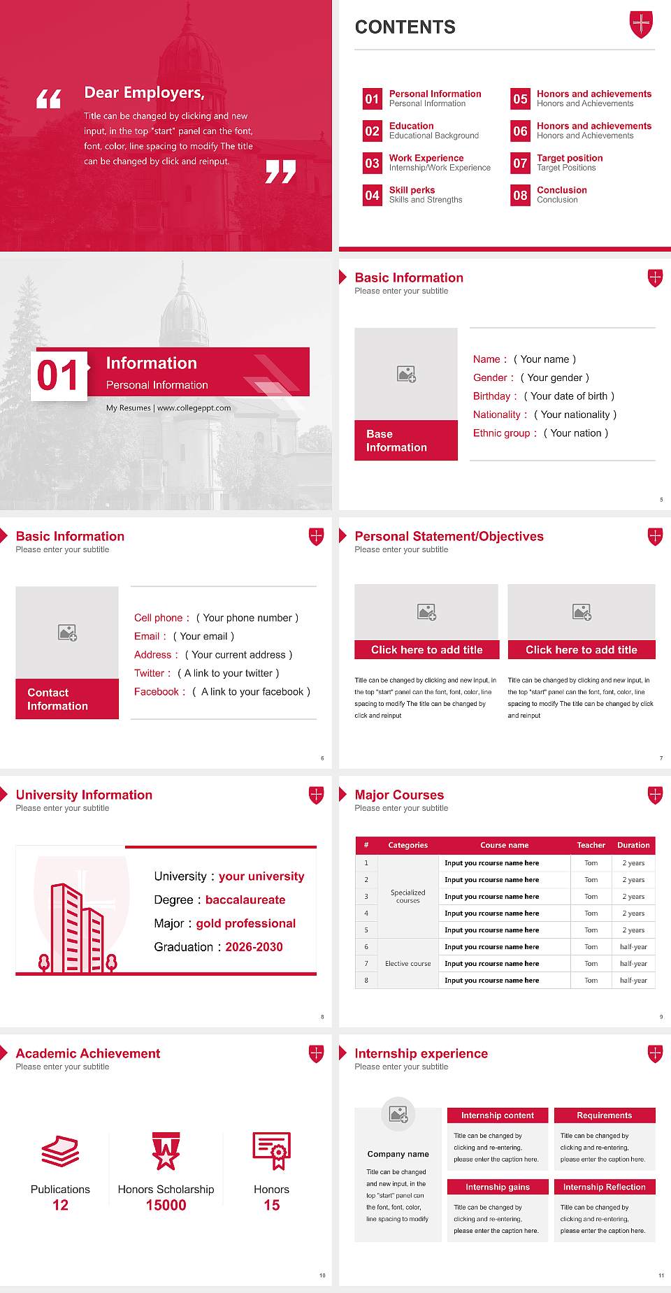 College of Saint Benedict Resume PPT Template4:3 ratio PPT effect preview image2