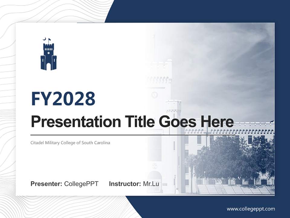 Citadel Military College of South Carolina Academic Presentation/Research Findings Report PPT Template4:3 ratio PPT effect preview image5