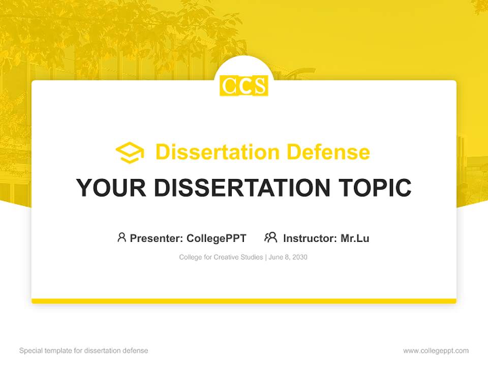College for Creative Studies Graduation Thesis Defense PPT Template4:3 ratio PPT effect preview image7