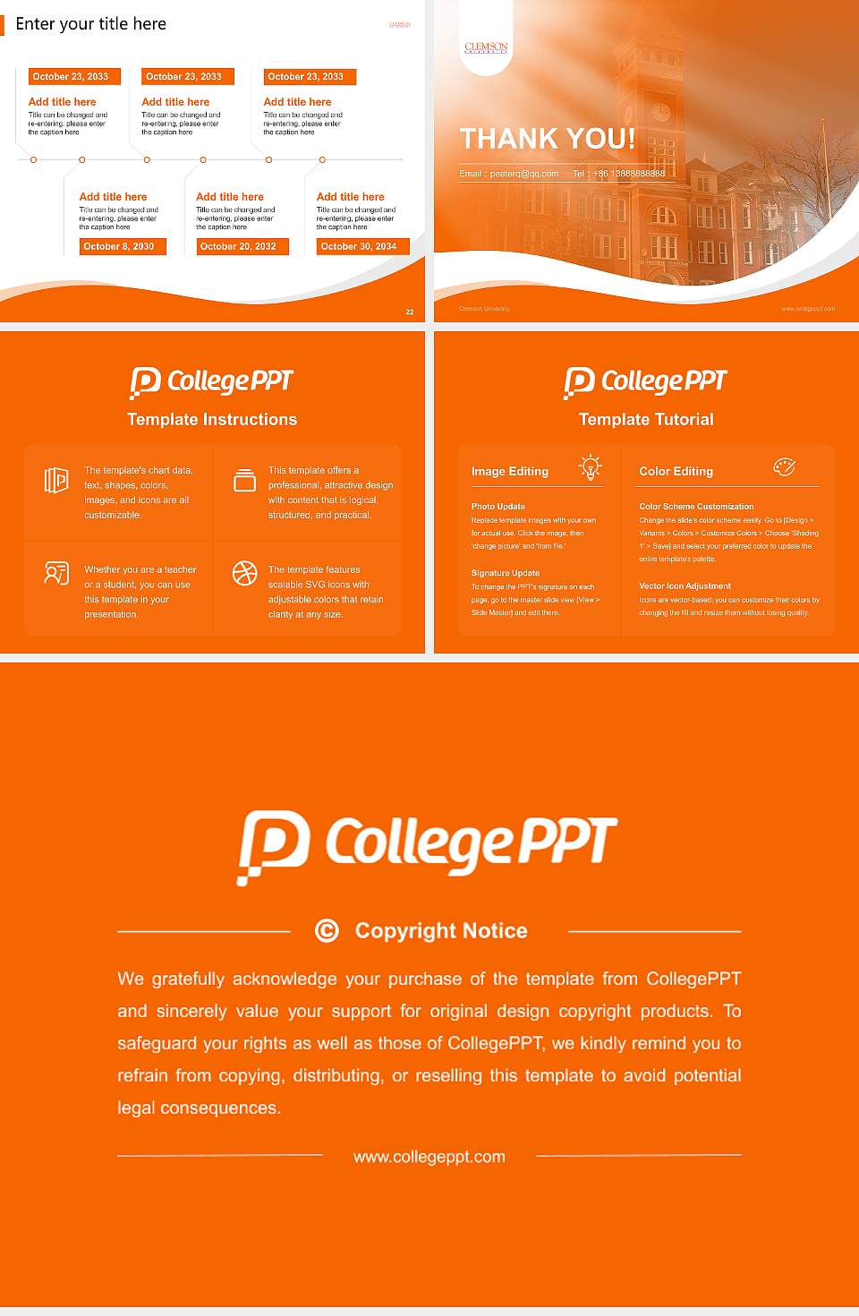 Clemson University Lecture Sharing and Networking Event PPT Template4:3 ratio PPT effect preview image4