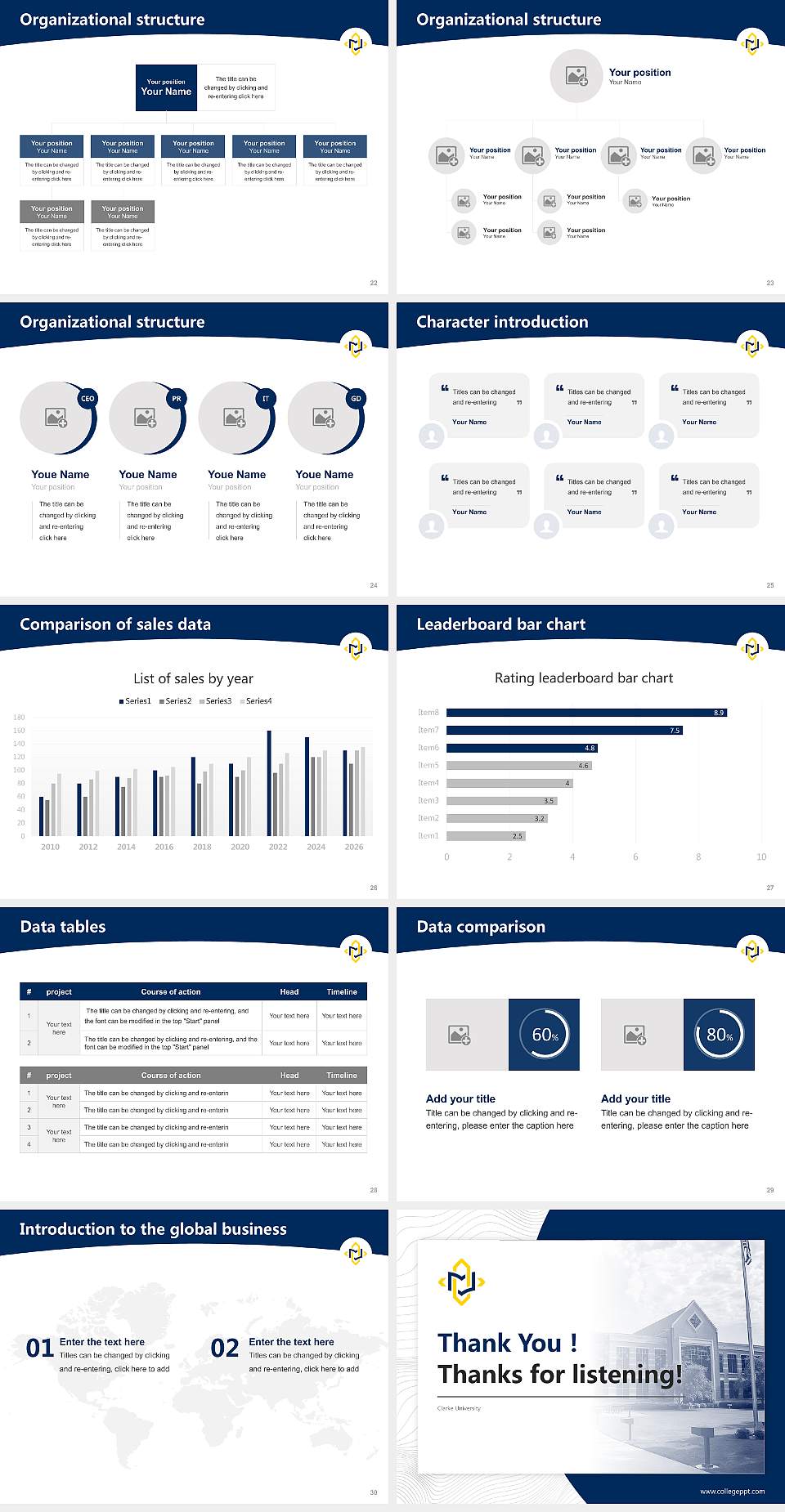 Clarke University Academic Presentation/Research Findings Report PPT Template4:3 ratio PPT effect preview image4