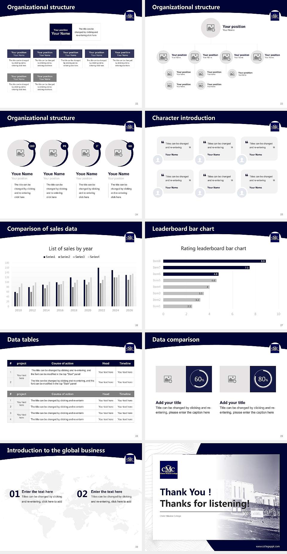 Christ Mission College Academic Presentation/Research Findings Report PPT Template4:3 ratio PPT effect preview image4