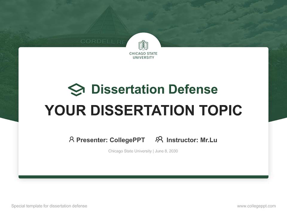 Chicago State University Graduation Thesis Defense PPT Template4:3 ratio PPT effect preview image7