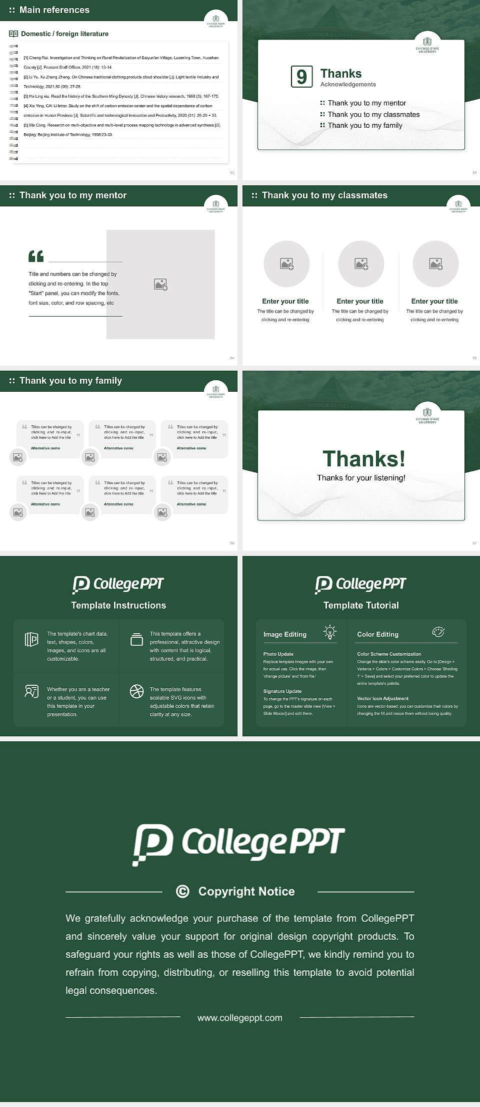 Chicago State University Graduation Thesis Defense PPT Template4:3 ratio PPT effect preview image7