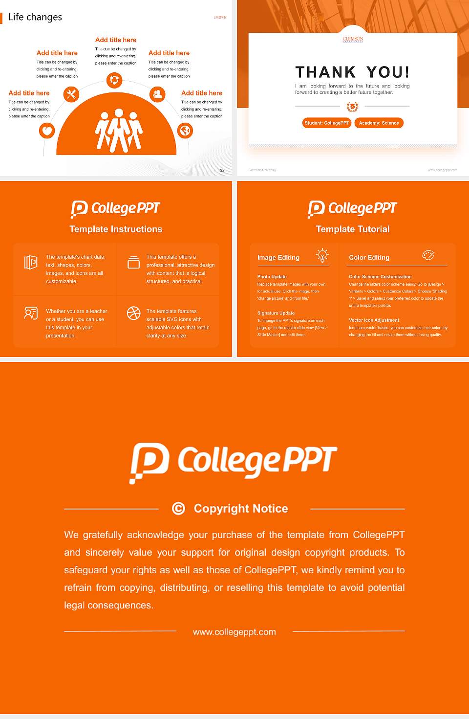 Clemson University National Scholarship Defense PPT Template4:3 ratio PPT effect preview image4