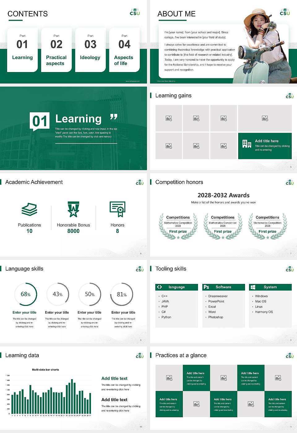 Cleveland State University National Scholarship Defense PPT Template16:9 ratio PPT effect preview image2