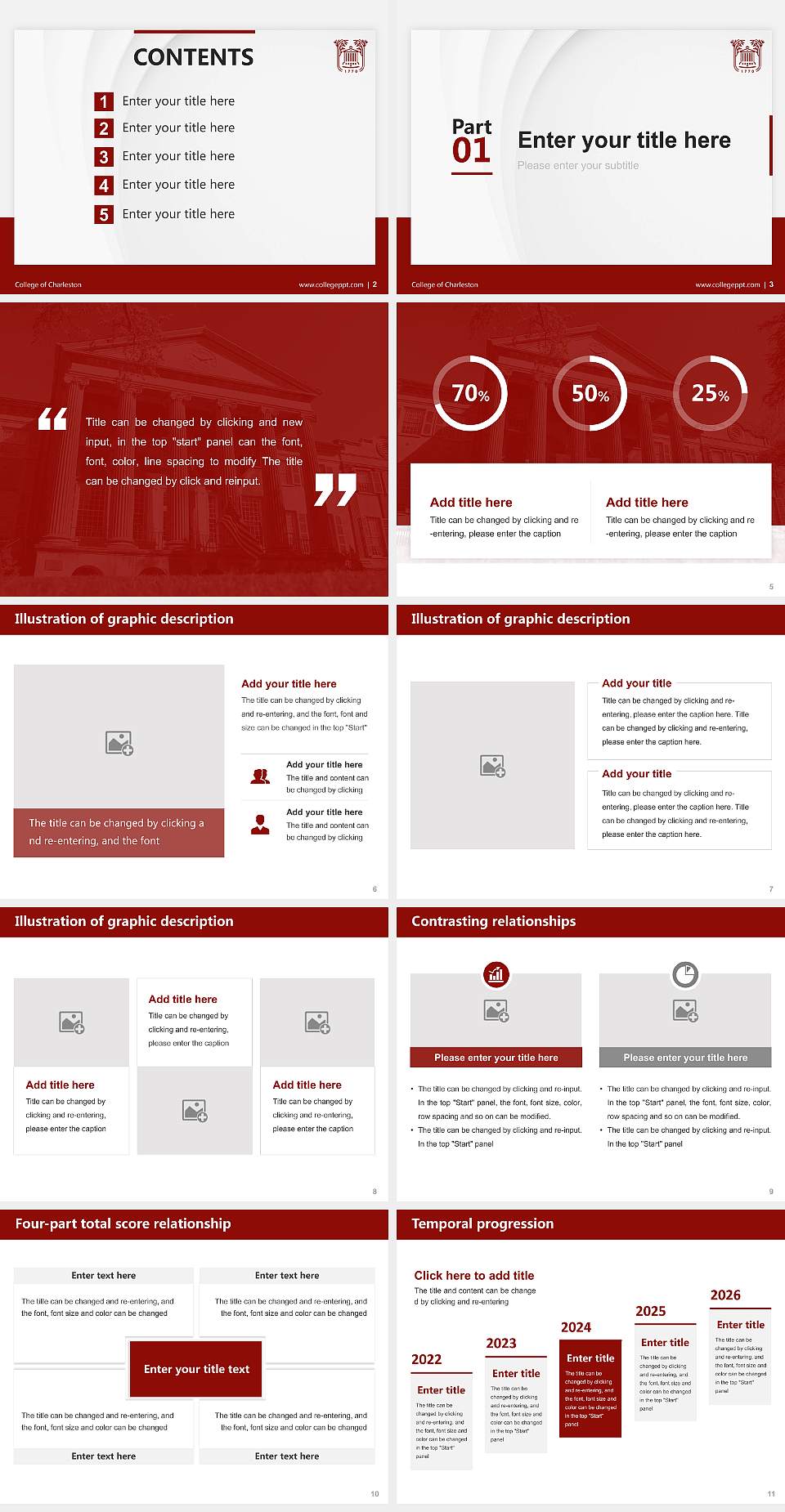 College of Charleston Thesis Proposal/Graduation Defense PPT Template4:3 ratio PPT effect preview image2