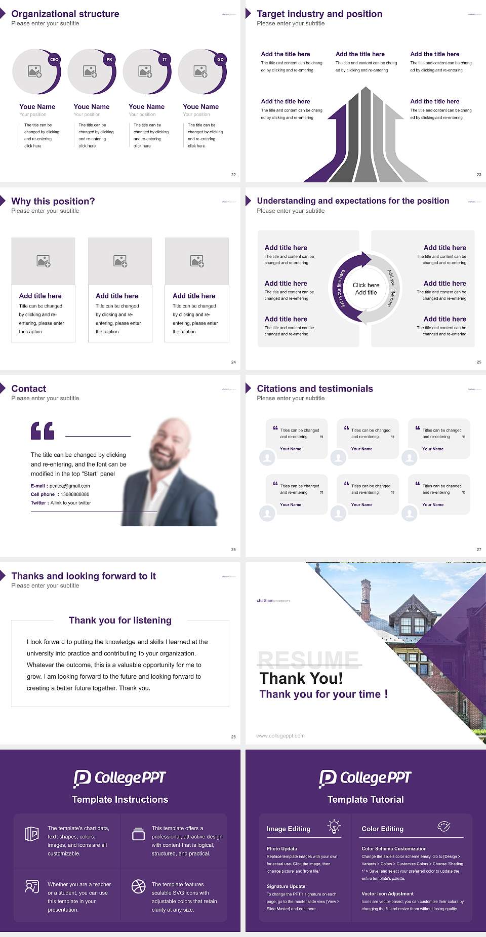 Chatham University Resume PPT Template4:3 ratio PPT effect preview image4