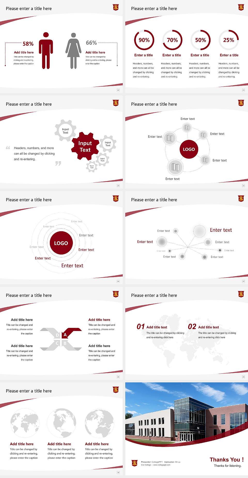 Coe College Course/Courseware Creation PPT Template4:3 ratio PPT effect preview image4