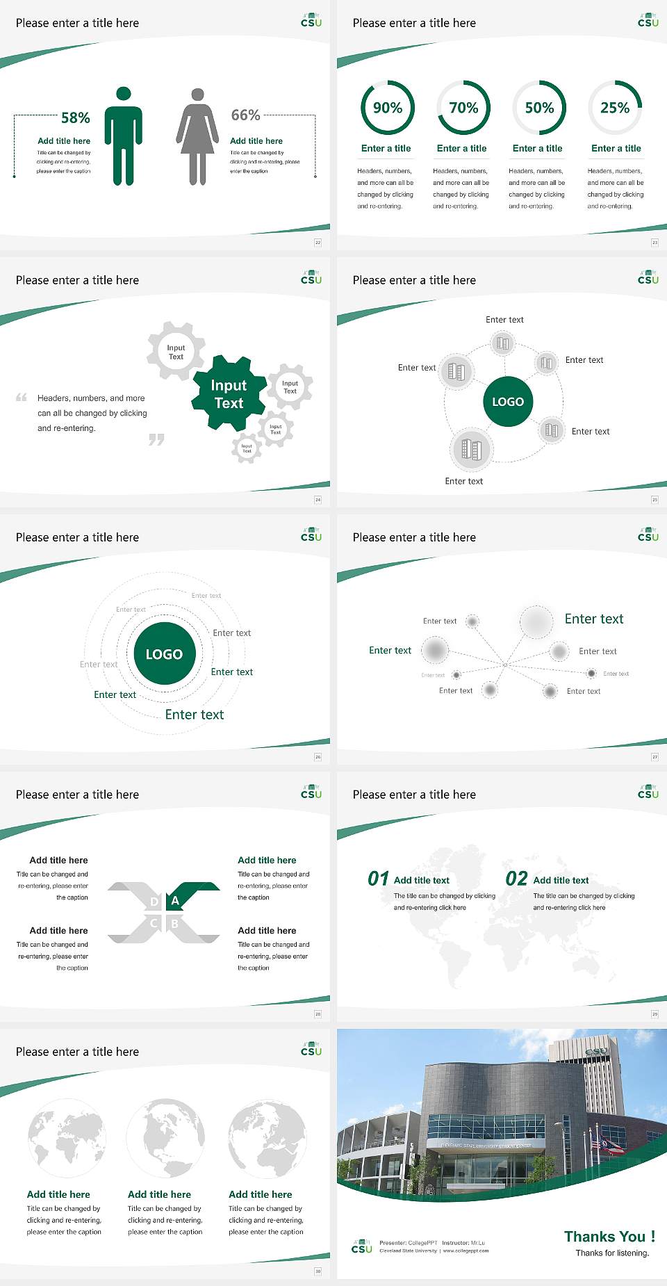 Cleveland State University Course/Courseware Creation PPT Template4:3 ratio PPT effect preview image4
