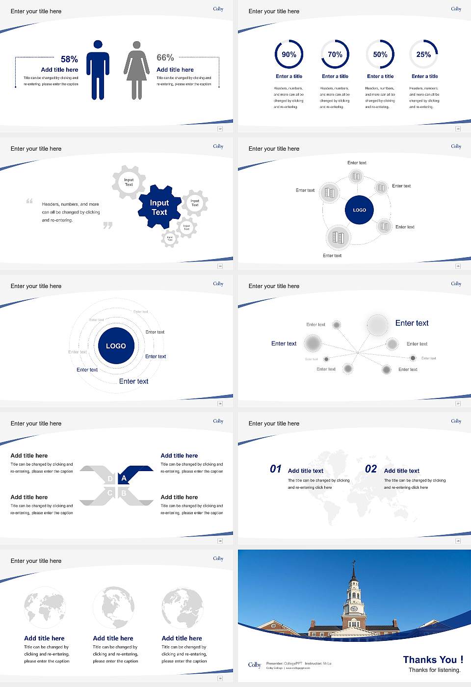 Colby College Course/Courseware Creation PPT Template16:9 ratio PPT effect preview image4