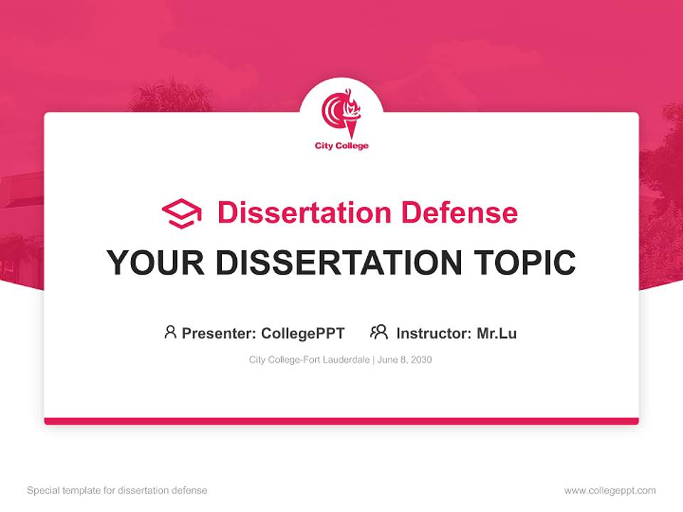 City College-Fort Lauderdale Graduation Thesis Defense PPT Template4:3 ratio PPT effect preview image7