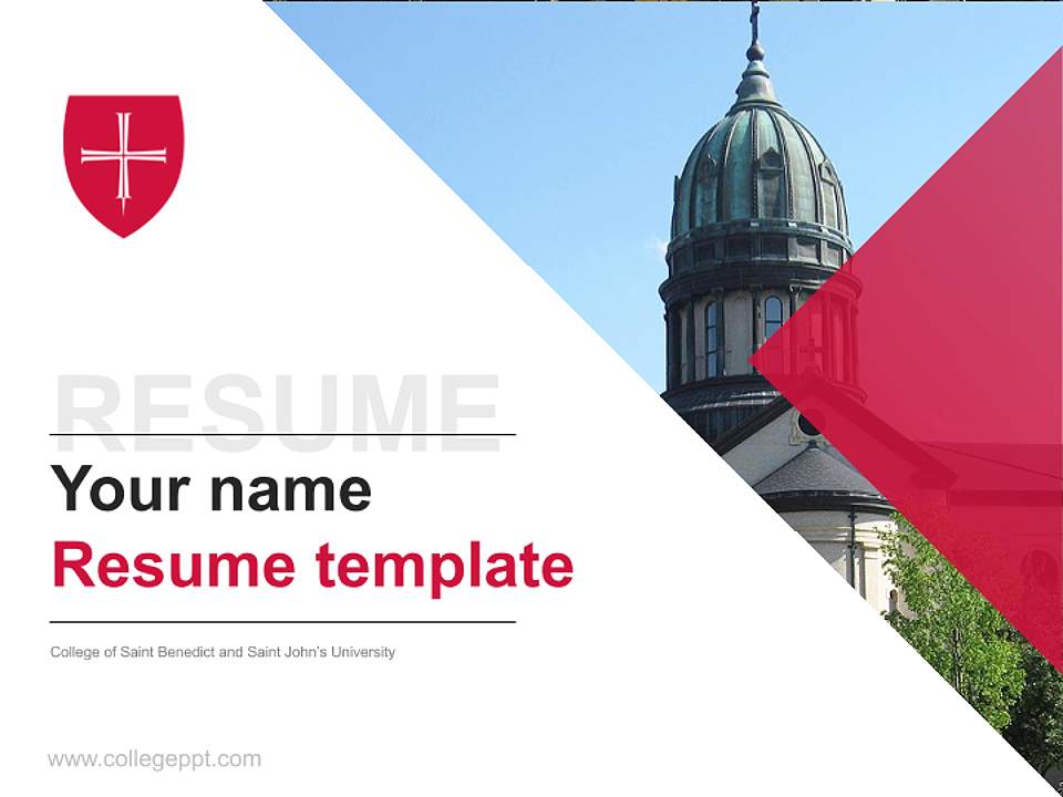 College of Saint Benedict and Saint John’s University Resume PPT Template4:3 ratio PPT effect preview image5