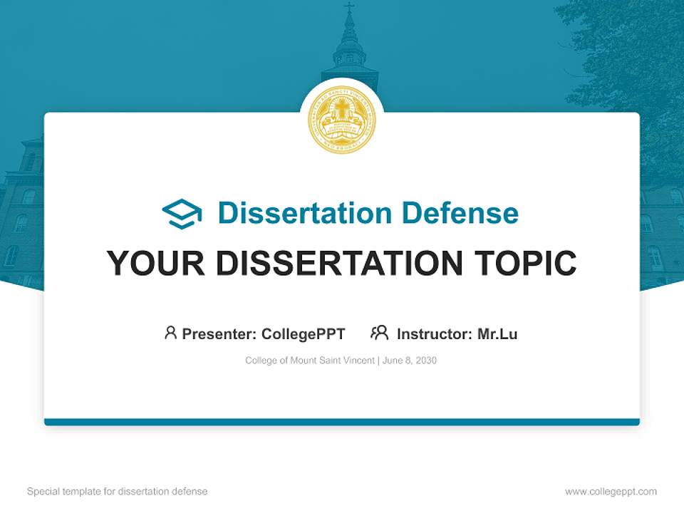 College of Mount Saint Vincent Graduation Thesis Defense PPT Template4:3 ratio PPT effect preview image7