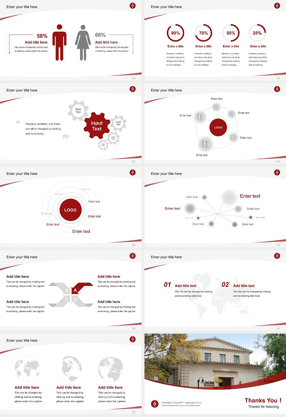 Claremont Graduate University Course/Courseware Creation PPT Template16:9 ratio PPT effect preview image4