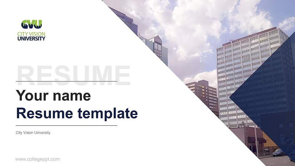 City Vision University Resume PPT Template16:9 ratio PPT effect preview image