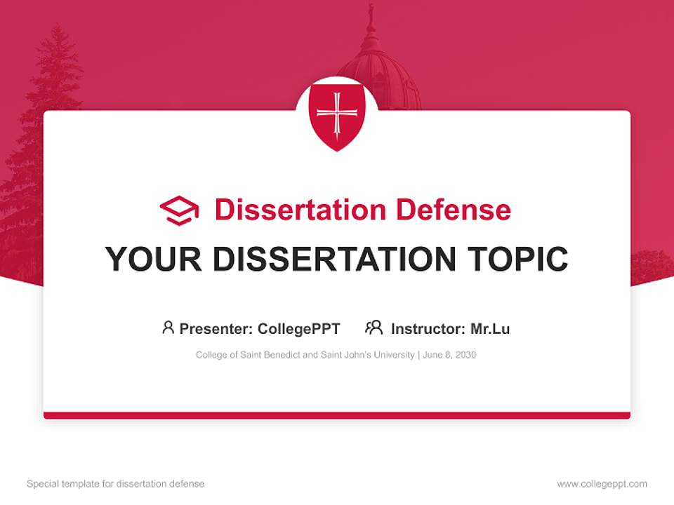College of Saint Benedict and Saint John’s University Graduation Thesis Defense PPT Template4:3 ratio PPT effect preview image7