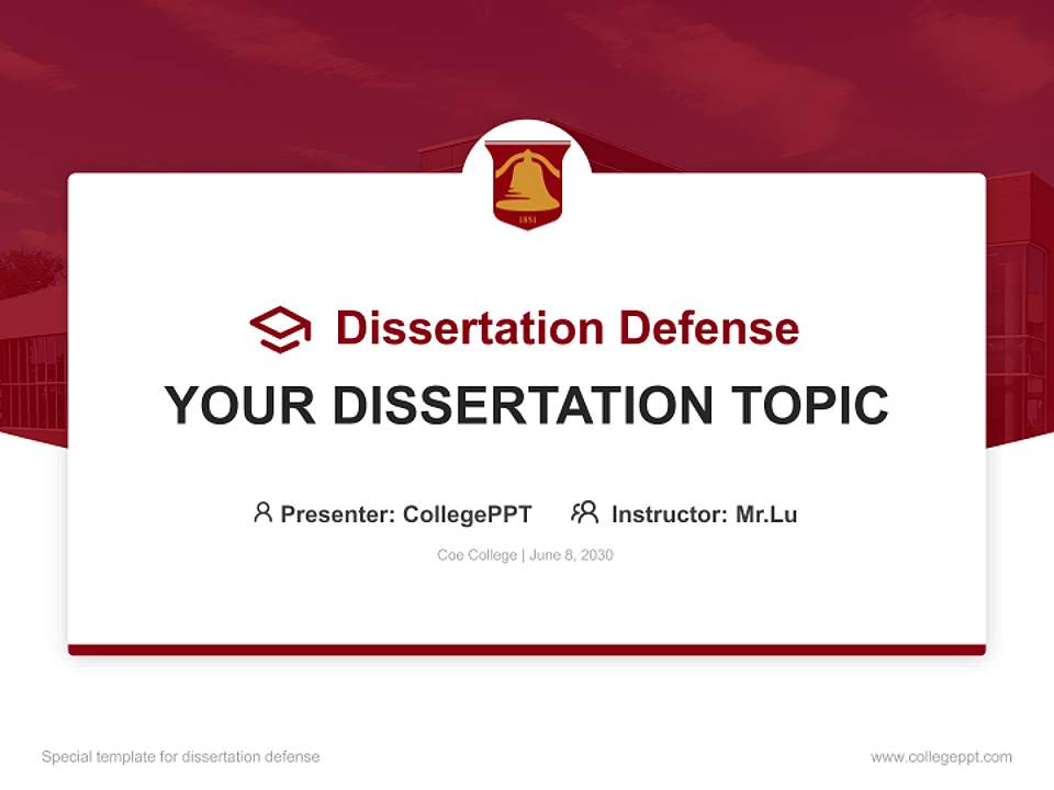 Coe College Graduation Thesis Defense PPT Template4:3 ratio PPT effect preview image7