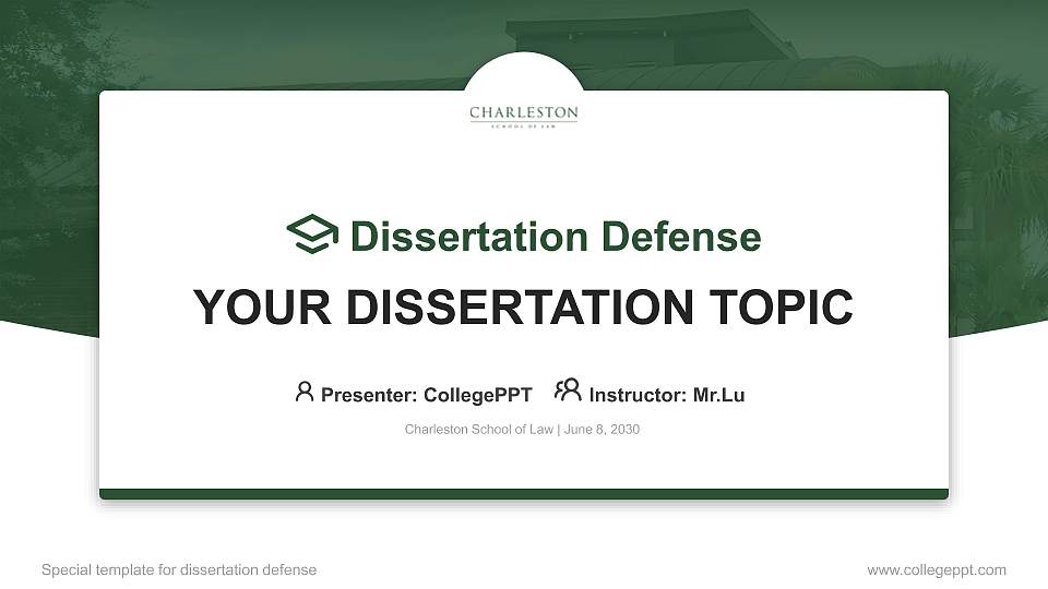 Charleston School of Law Graduation Thesis Defense PPT Template16:9 ratio PPT effect preview image
