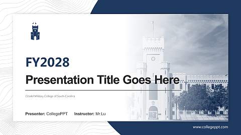 Citadel Military College of South Carolina Academic Presentation/Research Findings Report PPT Template