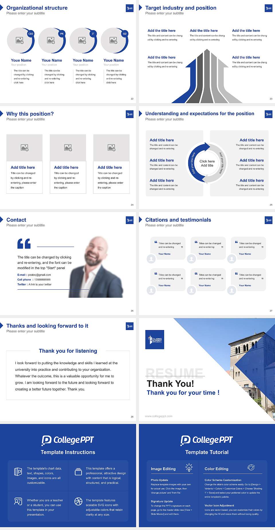Clarks Summit University Resume PPT Template4:3 ratio PPT effect preview image4