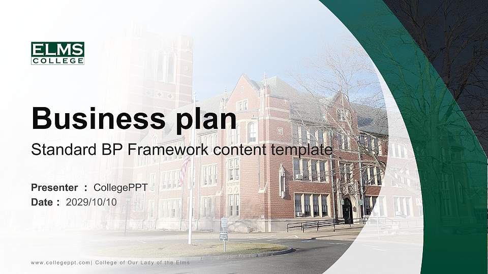 College of Our Lady of the Elms Competition/Entrepreneurship Contest PPT Template16:9 ratio PPT effect preview image