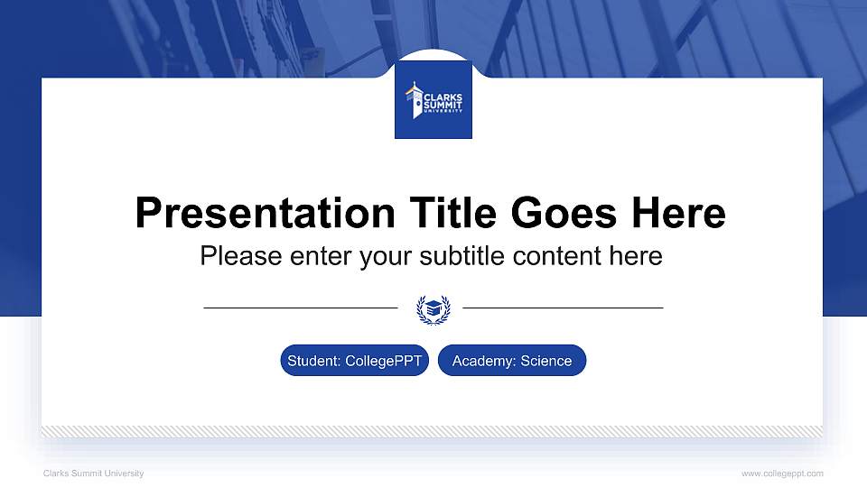 Clarks Summit University National Scholarship Defense PPT Template16:9 ratio PPT effect preview image