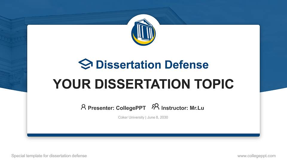 Coker University Graduation Thesis Defense PPT Template16:9 ratio PPT effect preview image
