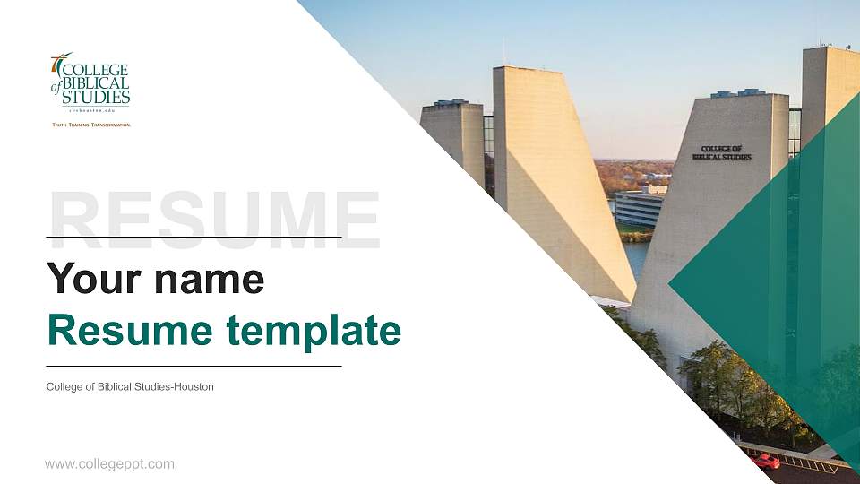 College of Biblical Studies-Houston Resume PPT Template16:9 ratio PPT effect preview image1