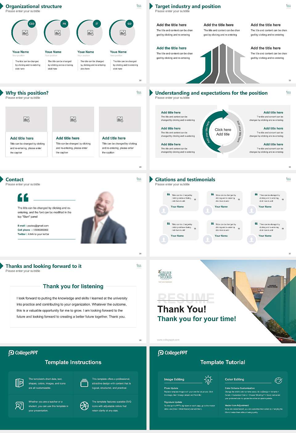 College of Biblical Studies-Houston Resume PPT Template16:9 ratio PPT effect preview image4