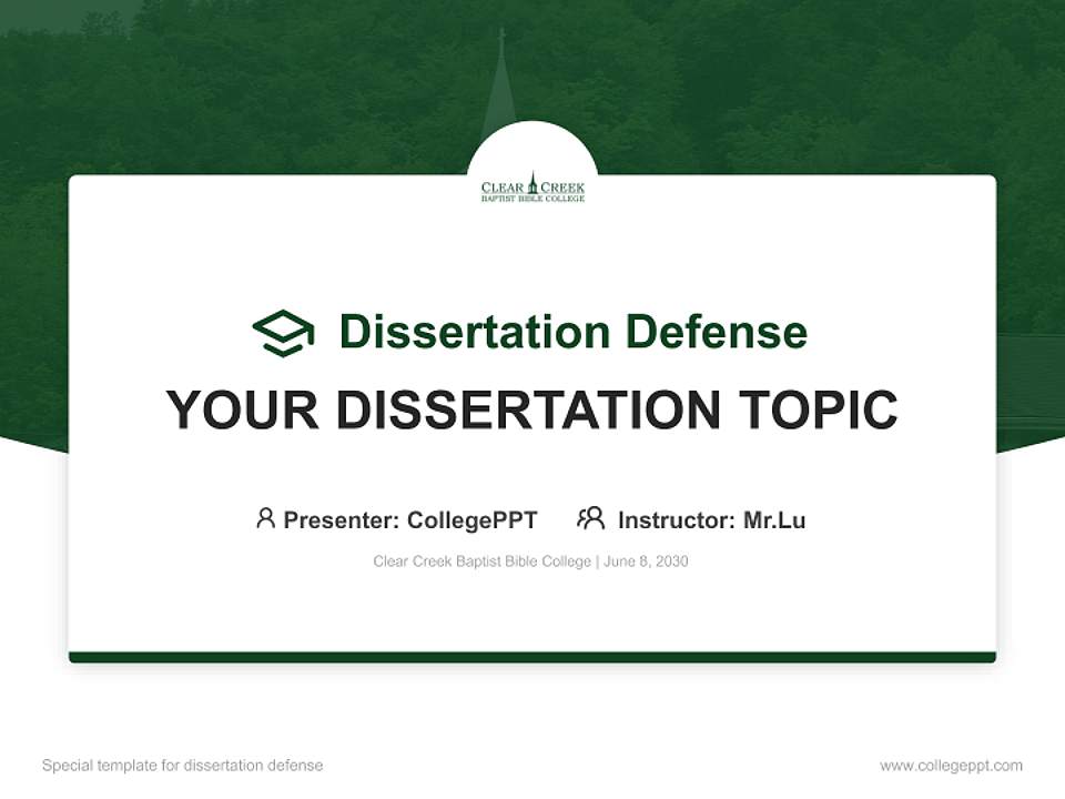 Clear Creek Baptist Bible College Graduation Thesis Defense PPT Template4:3 ratio PPT effect preview image7