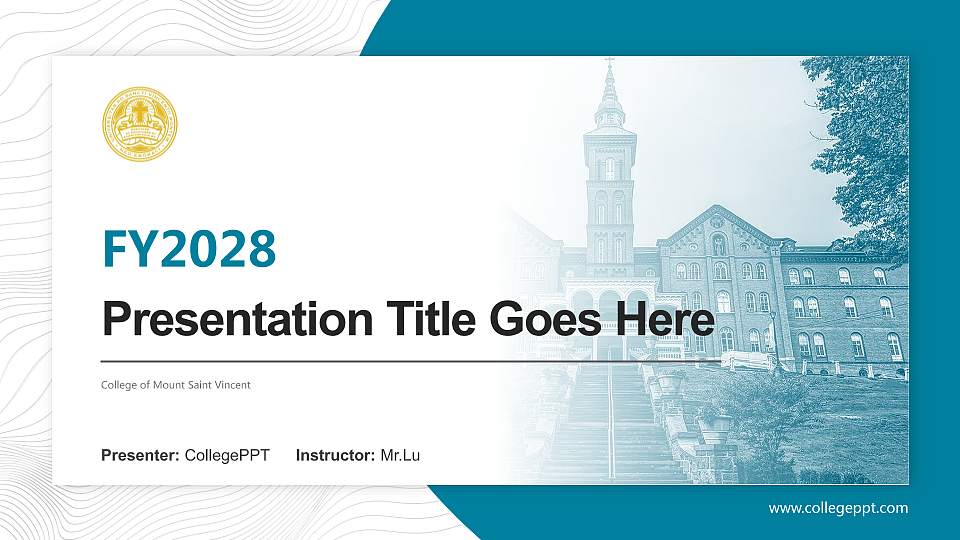 College of Mount Saint Vincent Academic Presentation/Research Findings Report PPT Template16:9 ratio PPT effect preview image