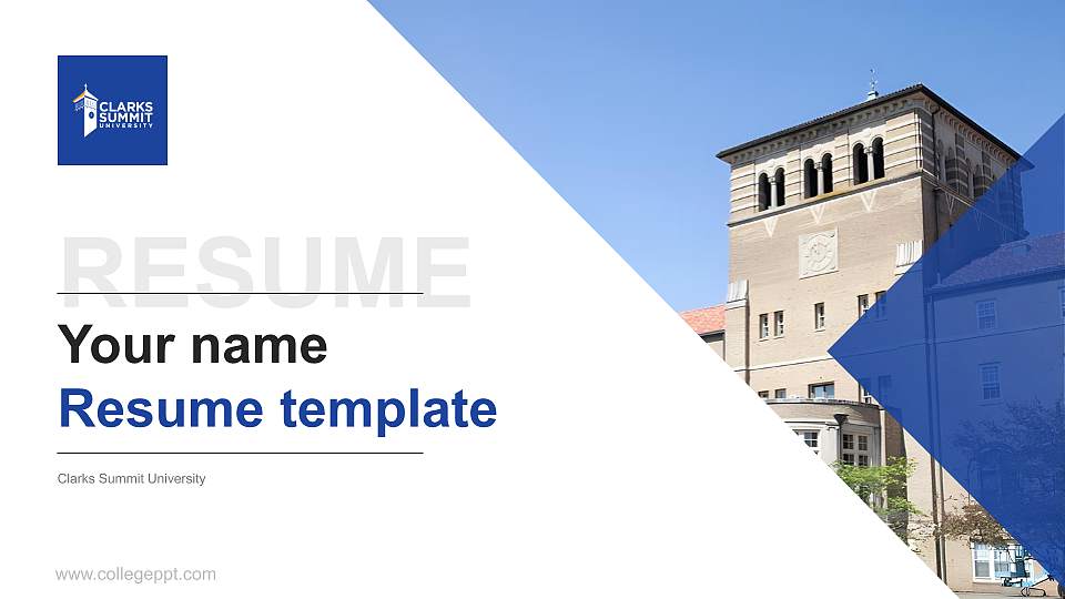 Clarks Summit University Resume PPT Template16:9 ratio PPT effect preview image